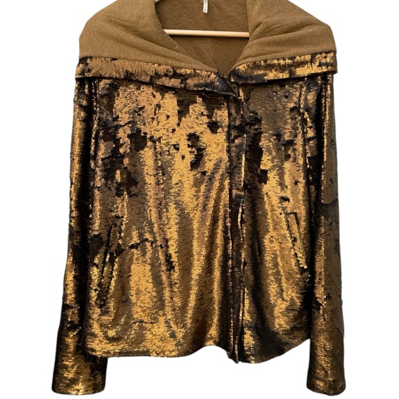 Gold Sequin Jacket Free People size M - Picture 4 of 12